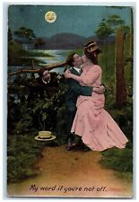 Bamforth Postcard Couple Kissing Romance My Word If You're Not Off 1907 Antique picture
