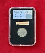 Authentic RMS Titanic Wreck Wood Relic & 1912 Liberty Nickel, Artifact w/COA picture