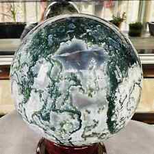 Natural Geode Aquatic Plant Water Grass Moss Agate Crystal Sphere Reiki 1758G picture