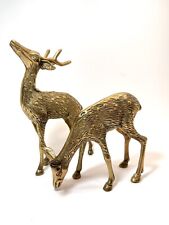 Vintage Pair of Brass Spotted Deer or Reindeer Buck and Doe 6.5