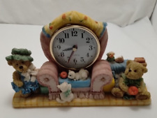 Clock w/ Bears Cats and a tiny clown by the Big Armchair Stone figurine WORKS picture