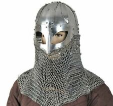 Medieval Viking Spectacle Helmet With Chain mail Aventail 16G Steel SCA LARP picture