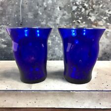 Cobalt Blue Shot Glasses Barware Thumbprint Vintage 2.5