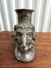 Vintage Mid Century Italian Hand Hammered Silver Metal Rams Head Vase picture