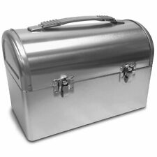 Plain Metal Dome Lunch Box - Silver - Worker Style Domed Lunchpail Lunchbox Pail picture