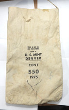 1975 $50 CENT CANVAS COIN BAG FROM THE U.S. MINT-DENVER/PHILADELPHIA 10.5