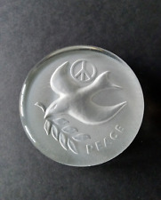 Peace Dove Peace Sign Clear Etched Crystal Glass Paperweight 4