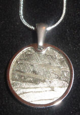 Meteorite Pendant & 20 Inch Silver Chain Necklace  Laser Cut Seymchan Meterorite picture