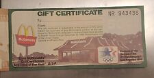 MCDONALDS, Book of 6 un-used Gift Certificates For 50 Cents Each 1983? OLYMPICS picture