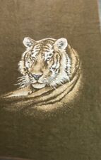 Vintage Biederlack Tiger Throw Blanket Big Cat Reversible  75