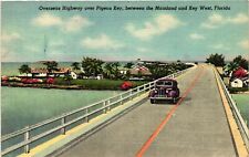 VTG Postcard- 302-F. Overseas Highway over Pigeon Key, Florida. Posted 1949 picture
