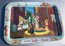Walt Disney Vintage 1955 LADY AND THE TRAMP Tin Metal TV Lap Tray Collectible picture