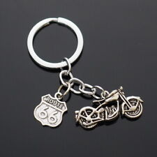 Motorcycle Key Chain Route 66 Charm Classic Antique Vintage Look Keychain Gift picture