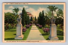 Miami FL-Florida, William Jennings Bryan Memorial Church Garden Vintage Postcard picture