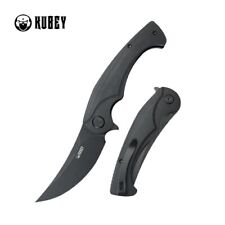 Kubey Scimitar Folding Knife Black G10 Handle 14C28N Plain Edge Blackwash KU173L picture