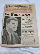 Rocky Mountain News THE KENNEDY ASSASINATION STORY Warren Report Sept 28 1964 Og picture
