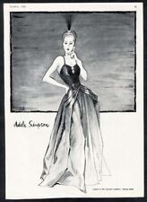 ADELE SIMPSON Fashion Ad 1946 Romantic Evening Gown BOLEGARD Illustrator picture