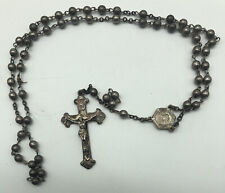 Vintage Catholic Sterling Silver Ball Bearing Rosary With Cross 17” picture