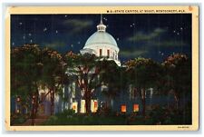 1942 State Capitol Night Exterior Building Montgomery Alabama Vintage Postcard picture