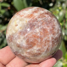 0.92LB Natural Gold Sunstone Carved Gem Sphere Quartz Crystal Ball Healing 007 picture