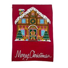 Vintage Handmade Gingerbread House Christmas Card Holder 1980's Fabric picture