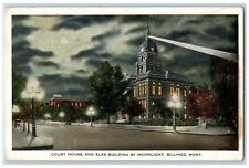 c1920's Court House And Elks Building By Moonlight Billings Montana MT Postcard picture