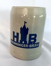 Henninger- Brau Brewery .5 Liter Beer Stein Mug Vintage Stoneware Blue picture