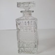 Czech Bohemia 24% Lead Crystal Whiskey Decanter Vintage Dimond Pattern Square  picture