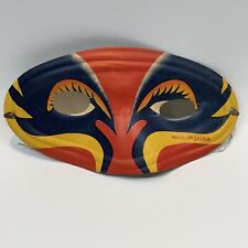 Vtg Paper Halloween Mask Made In Japan New Old Stock Black Orange Yellow PROP picture