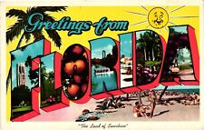 Greetings From Florida Big Letters Vintage Postcard Un-Posted picture