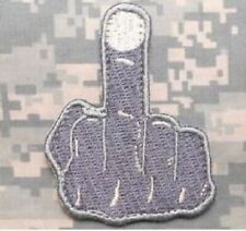 VELCRO® BRAND Fastener Morale HOOK PATCH Middle Finger Die-Cut ACU WHITE 3