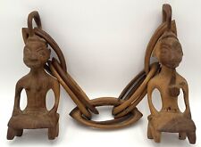 Vintage Africa Carved Wood Marriage Wedding Man Woman Fertility Double Chain picture