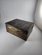 Vintage Solid Wooden Hinged Box w Chain Stop 10-1/2
