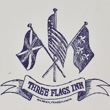 1980s Three Flags Inn Restaurant Menu Warren Pennsylvania Fleur-de-lis picture