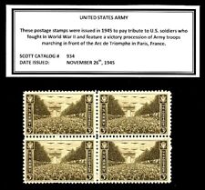 1945 - UNITED STATES ARMY - Vintage Mint -MNH- Block of Four Postage Stamps picture