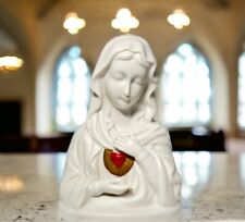 Beautiful Vintage Immaculate Heart of Mary Bust Ceramic Bisque 7” Madonna picture