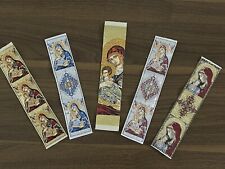 Religious icon Bookmark of Virgin Mary Pure Cotton Gold Yarn Madonna Set of 5 picture