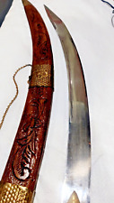 Antique collectible handmade wooden carving royal prestige beautiful rare sword picture
