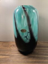Vintage Abigails Czech Republic Large Art Glass Vase Amethyst with Teal Accents picture