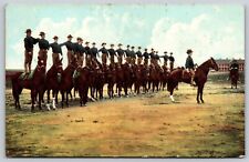 Postcard Calvary Army Soldiers Standing atop Horses O73 picture