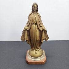 Virgin Mary Our Lady Madonna Figurines Statue 5.5'' Milano Metal & Wood ITALY picture