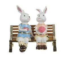 bunnies in love Trinket Box Hand made  by Keren Kopal with  Austrian Crystals picture