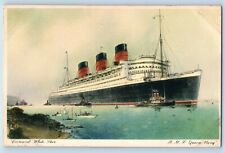 1937 Cunard White Star RMS Queen Mary Steamer Steamship Vintage Antique Postcard picture