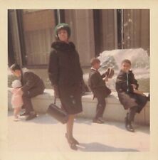 1966 Glamorous African American Women City Street with Children 3.5x3.5 in picture