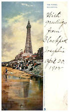 Blackpool England THE TOWER Artist Rendering Postcard Posted 1902 picture