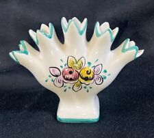 Vintage E.P.L. Alcobaca Portugal Hand-Painted Ceramic 5 Finger Bud Vase #303 picture