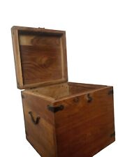 Vintage Handmade Wooden Keepsake Box Treasure Chest W/ Iron Handles & Nailheads picture