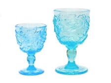 LG Wright Madonna Inn Glass Goblet - SPRING BLUE GOBLET picture