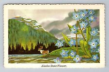 Alaska, AK-Alaska, Alaska State Flower Antique, Vintage Souvenir Postcard picture