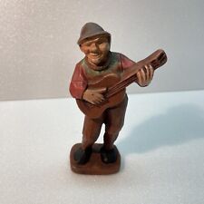 vintage anri style wood carving Guitar Player 6” figurine picture